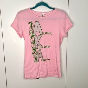 NWOT Alpha Kappa Alpha pink fitted T-shirt with embellishments -Size L